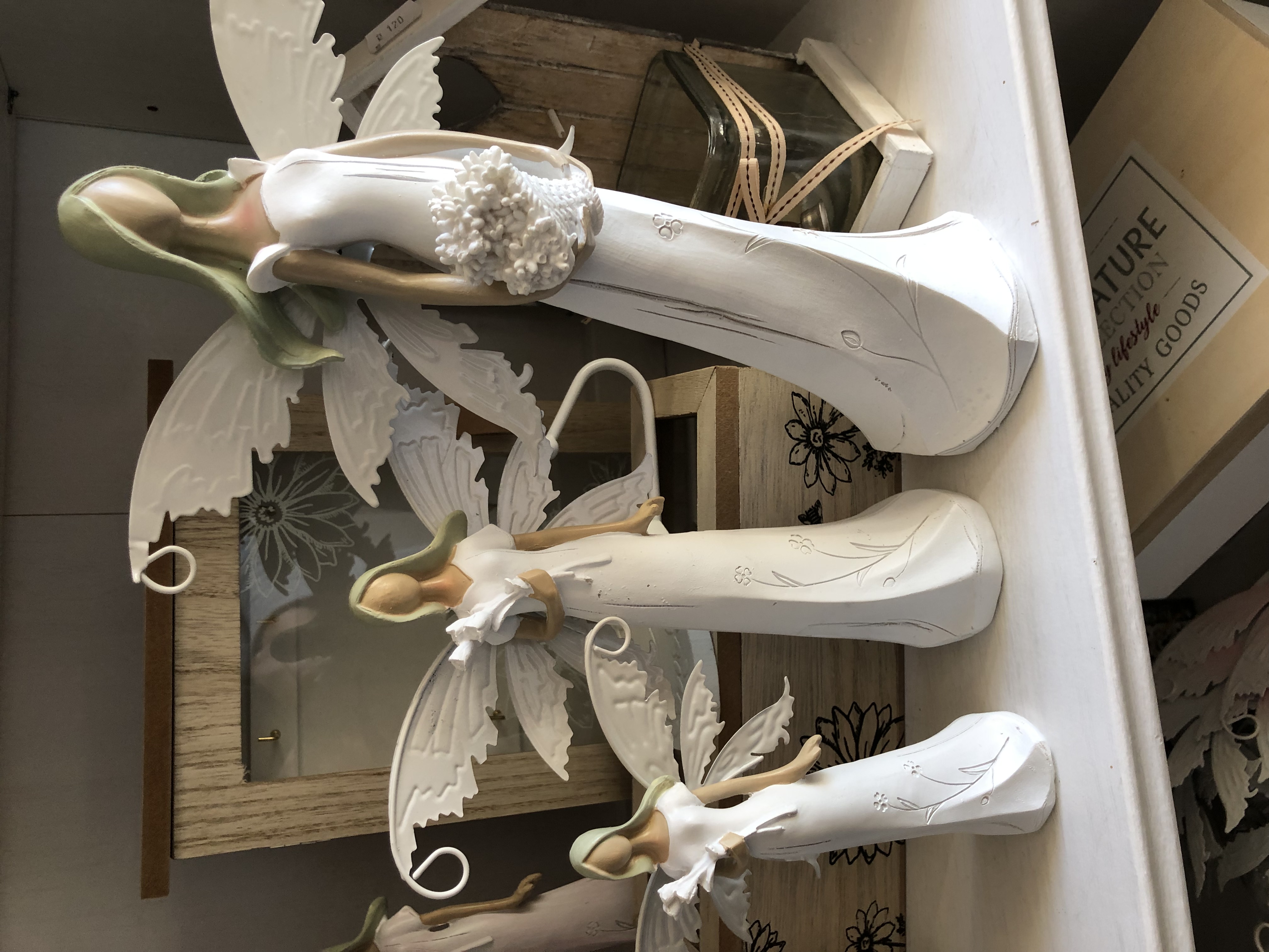 Anděl, andělka plechová křídla 16cm bílý