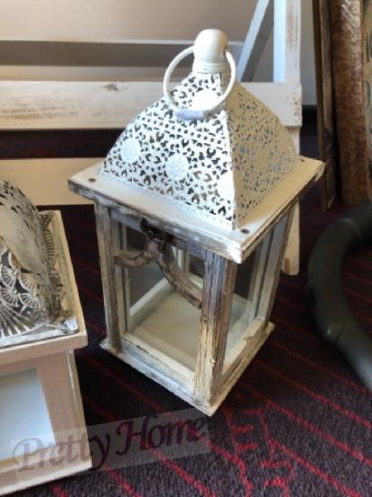 Lucerna vintage  dřevo bílá/hnědá