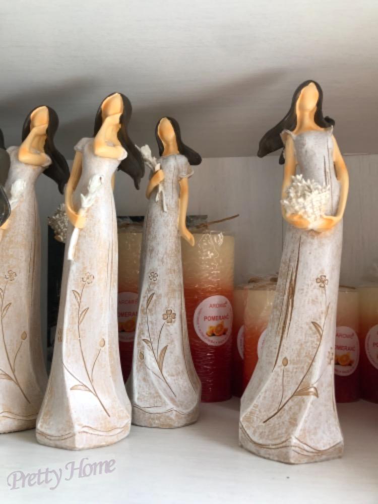 Anděl, andělka plechová křídla 21cm béžová