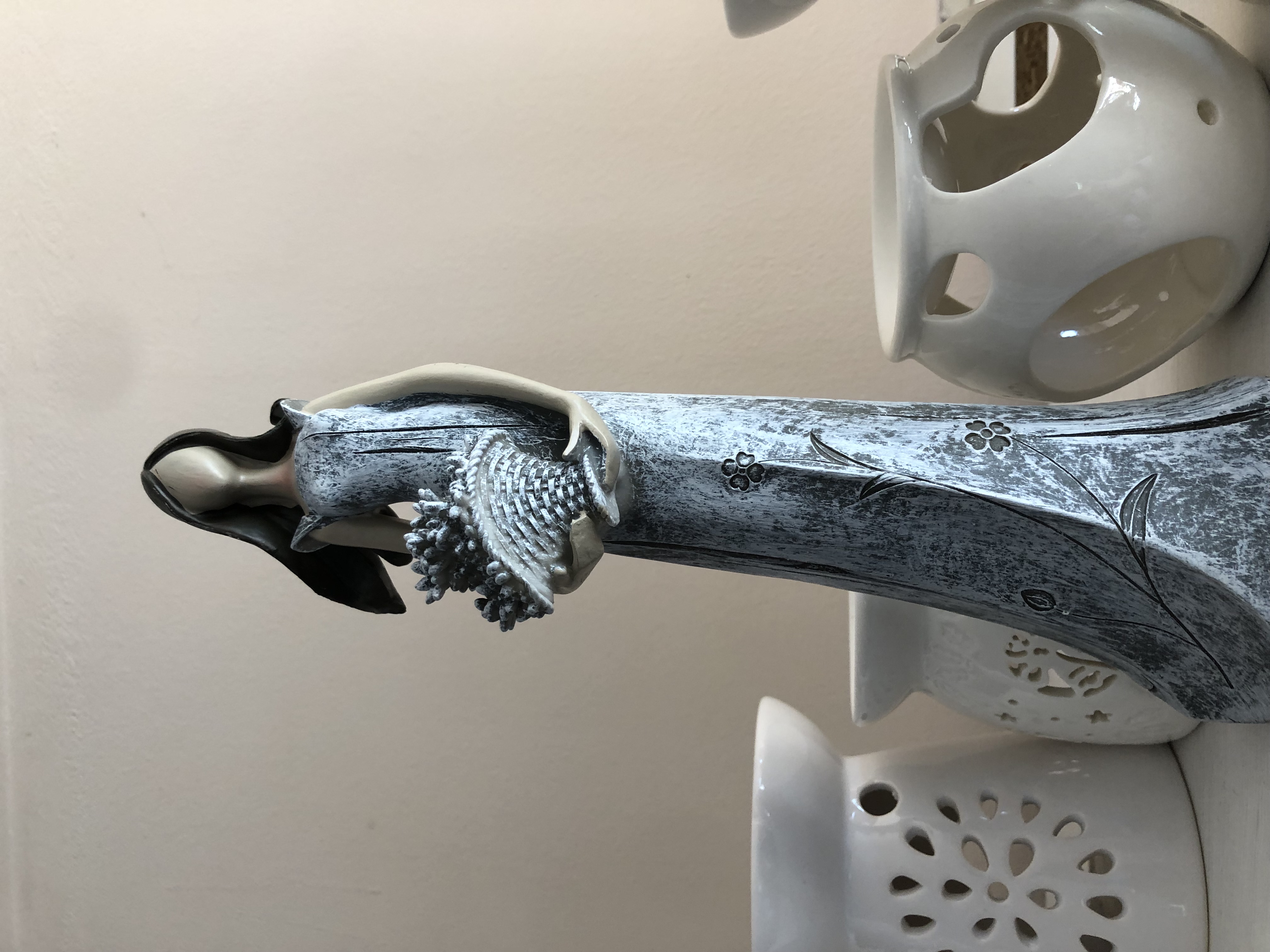 Anděl, andělka plechová křídla  šedá 21cm 