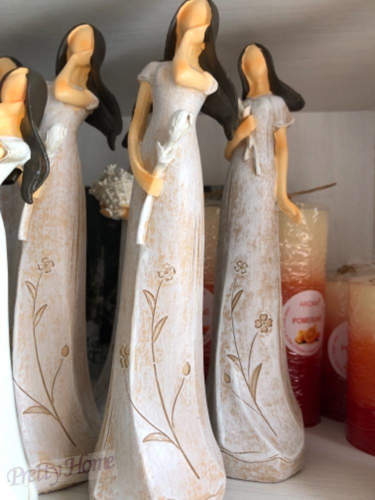 Anděl, andělka plechová křídla 21cm béžová