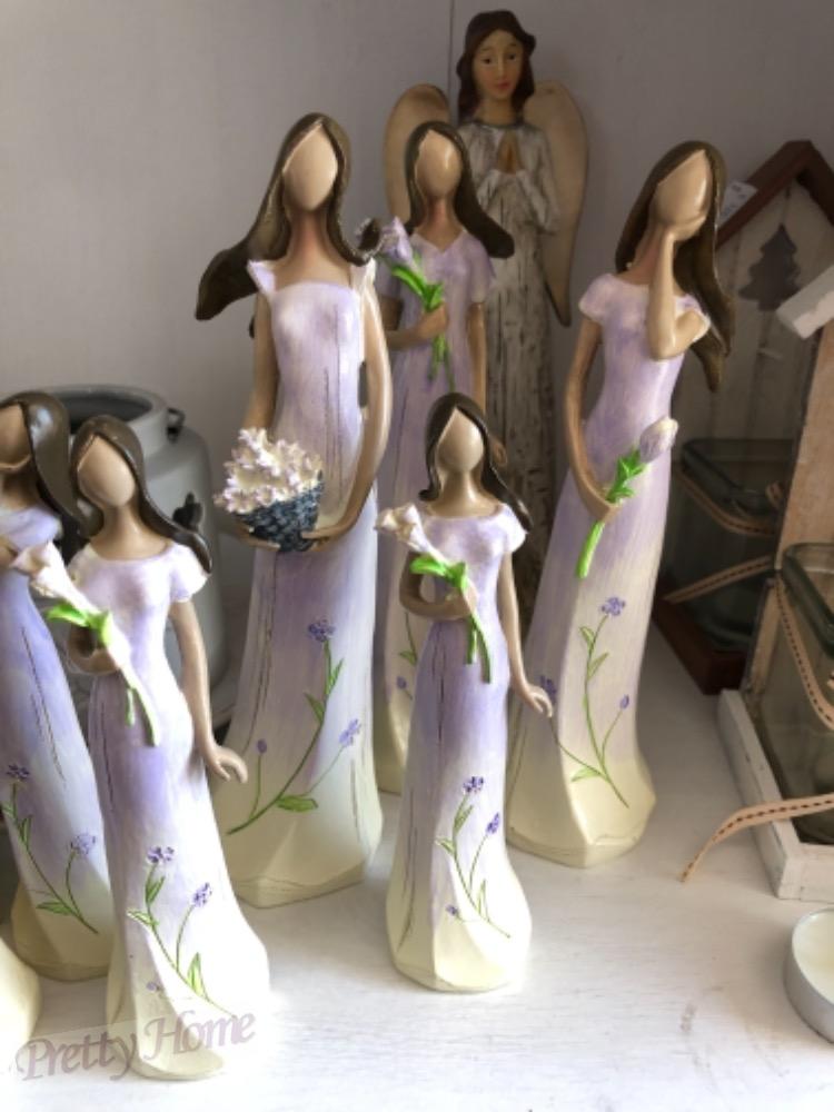 Anděl, andělka plechová křídla 21cm fialová